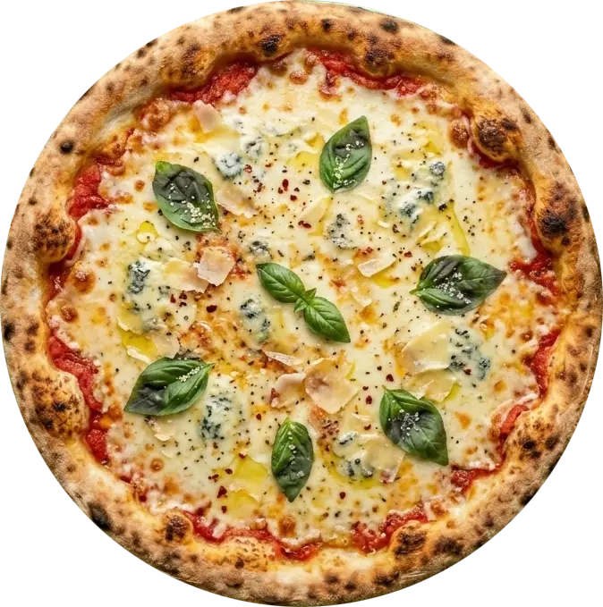 Pizza Cuatro Quesos con mezcla de quesos gourmet